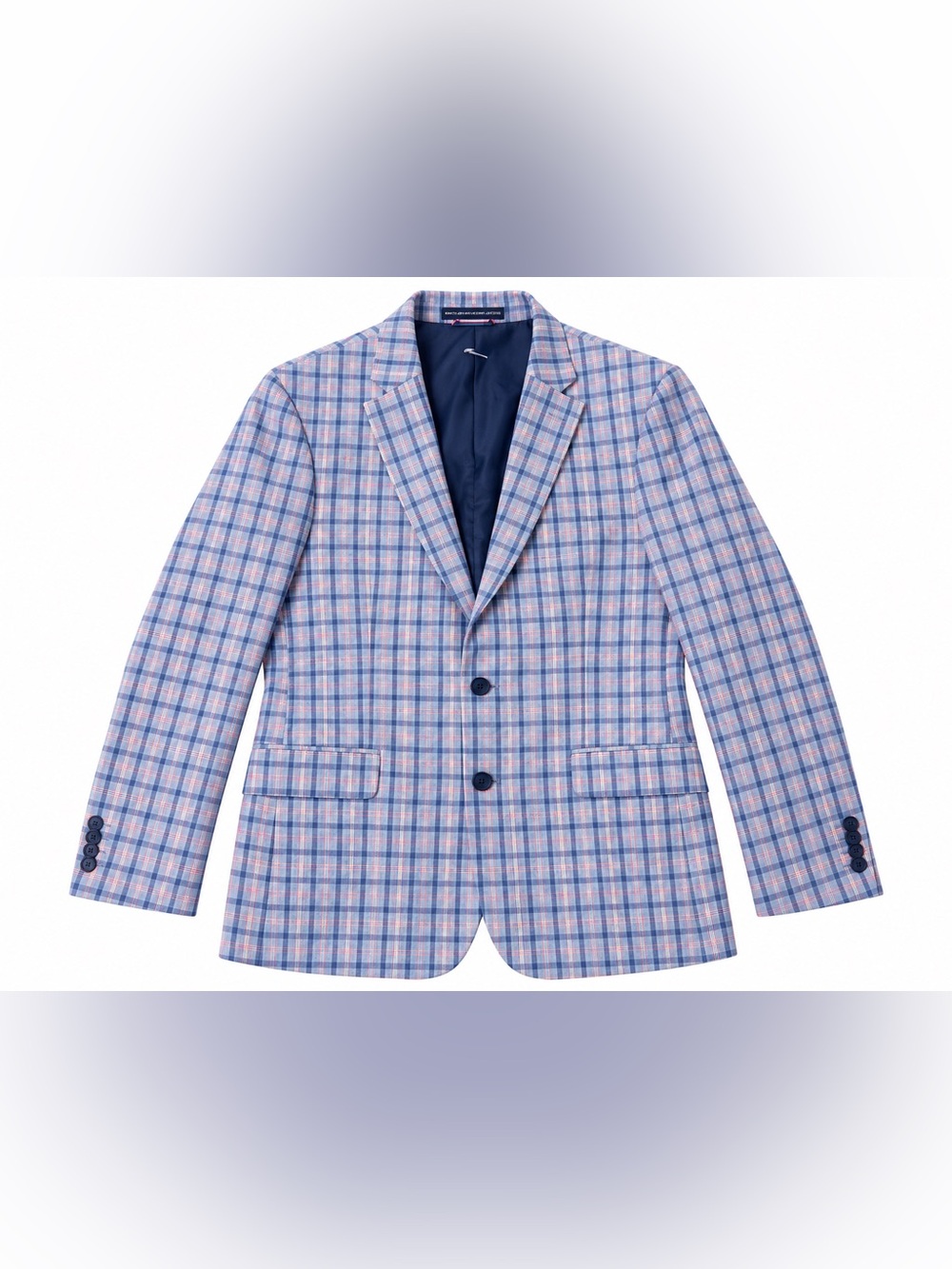 Tommy Hilfiger Men’s Blue Pink Plaid Blazer Sport Coat 2 Button